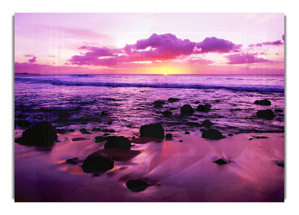 Purple Ocean Sunrise Rocks