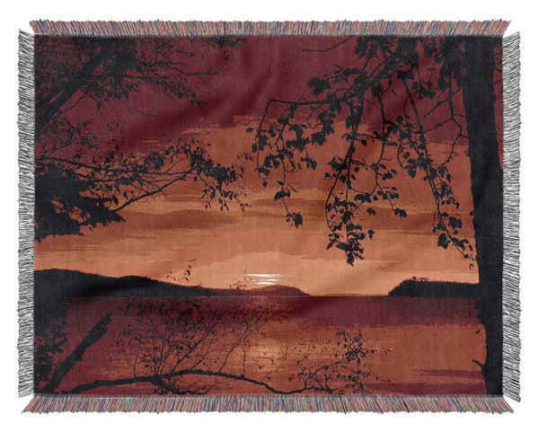 Red River Through The Trees Woven Blanket