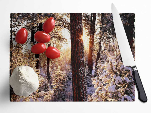 Winter Woodland Glass Chopping Board