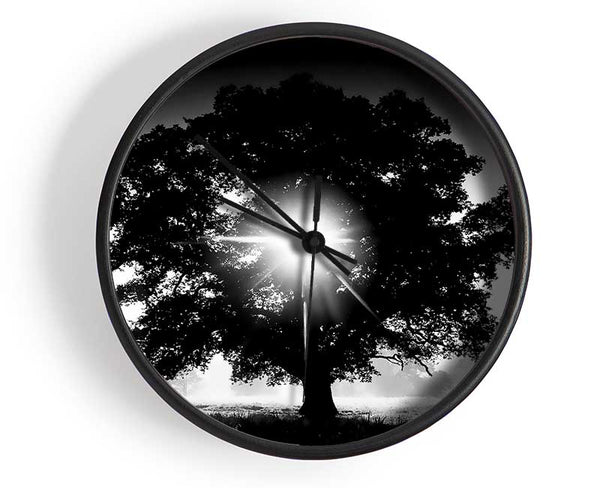 Sun Through The Tree B n W Clock - Wallart-Direct UK