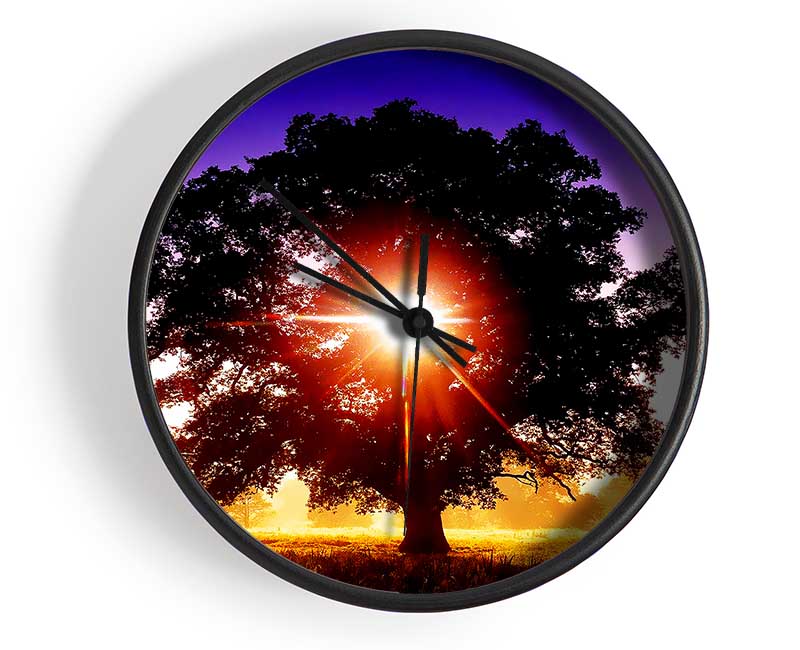 Sun Burst Through The Tree Clock - Wallart-Direct UK