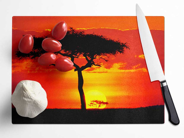 Glowing Orange African Tree Glass Chopping Board