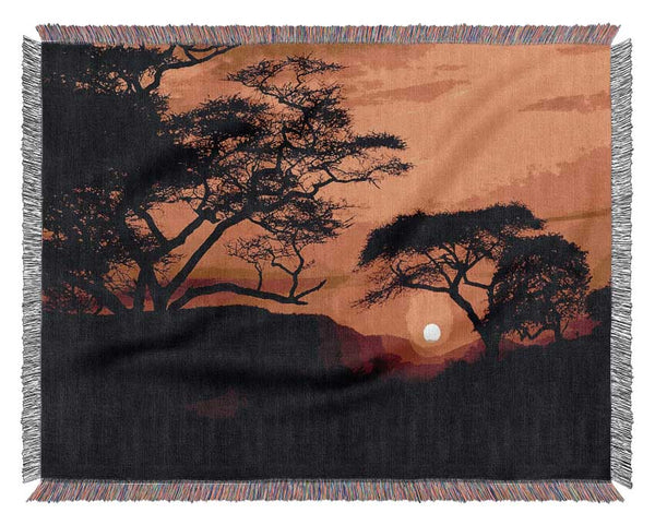 Orange Sun Sky Blaze Woven Blanket