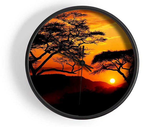 Orange Sun Sky Blaze Clock - Wallart-Direct UK