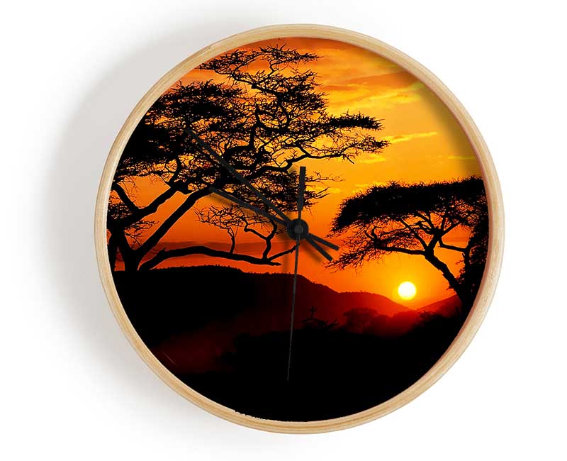 Orange Sun Sky Blaze Clock - Wallart-Direct UK