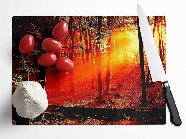 Red Woodland Beam Glass Chopping Board