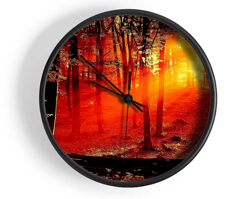 Red Woodland Beam Clock - Wallart-Direct UK