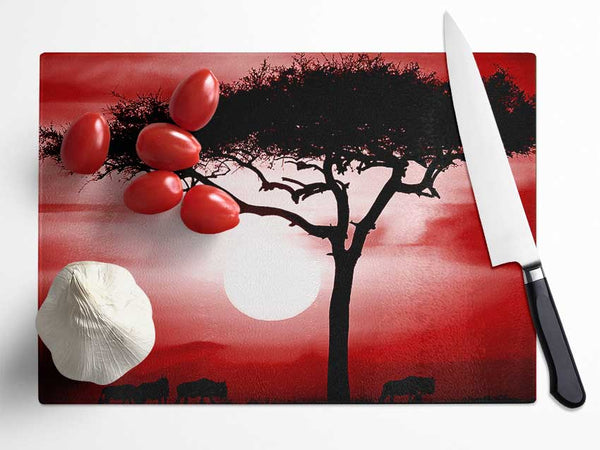 African Safari Red Glass Chopping Board