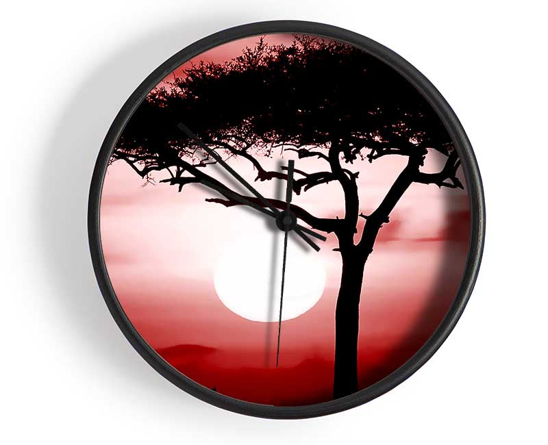 African Safari Red Clock - Wallart-Direct UK