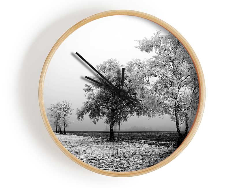 Winter Mist B n W Clock - Wallart-Direct UK