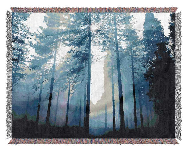 Sunlight Mist Through The Trees Woven Blanket