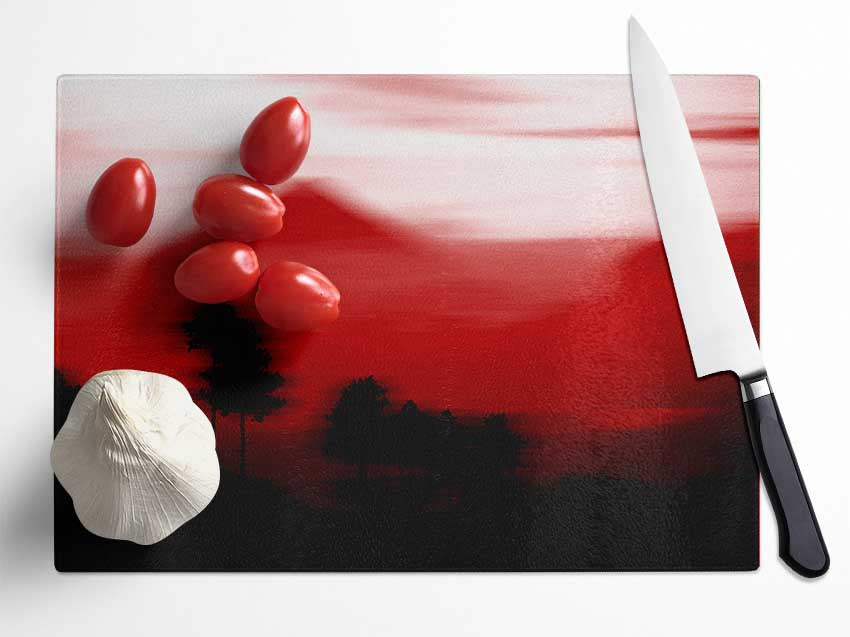 Red Pyramid Blur Glass Chopping Board