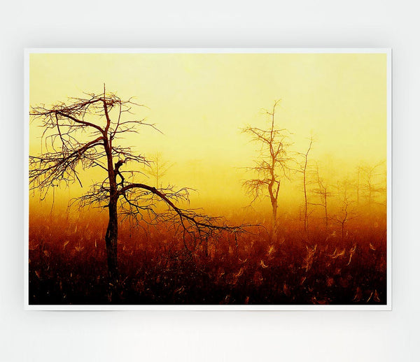 Treeline Mist Print Poster Wall Art