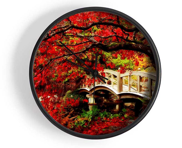 Bridge Over The Red Tree River Clock - Wallart-Direct UK