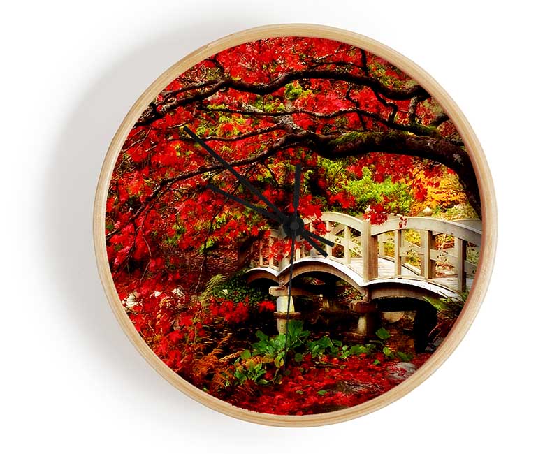 Bridge Over The Red Tree River Clock - Wallart-Direct UK