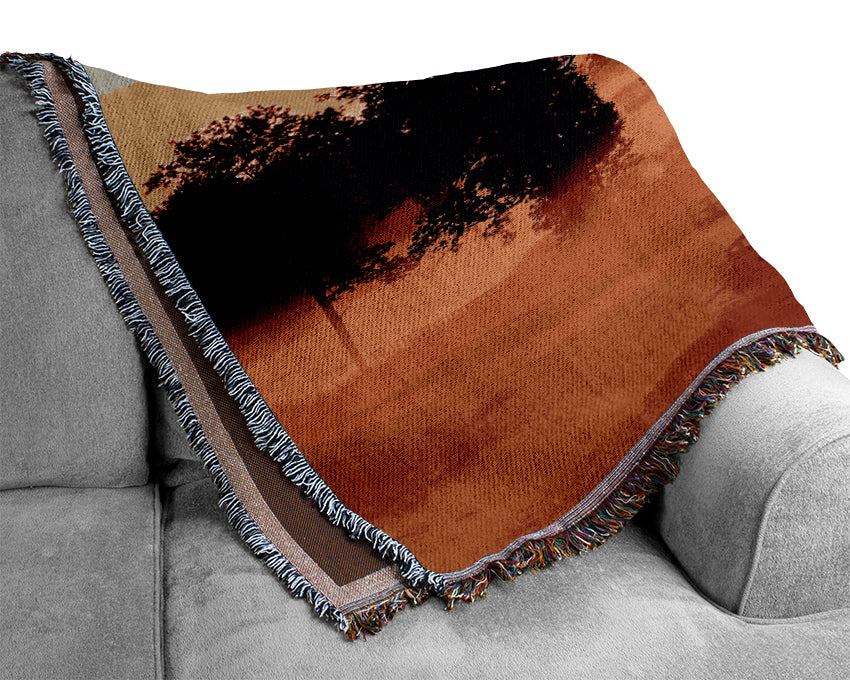 Orange Treeline Mist Woven Blanket