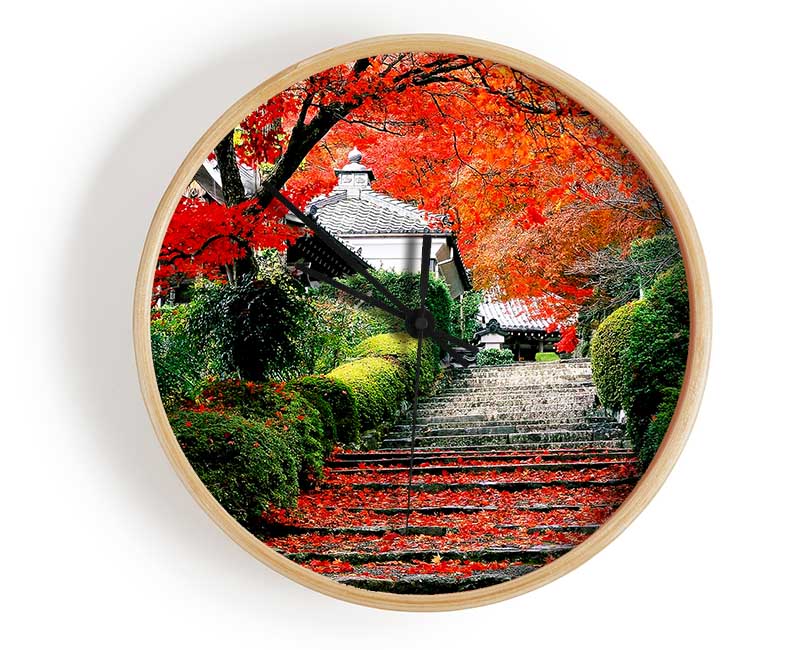 Red Autumn Garden Clock - Wallart-Direct UK