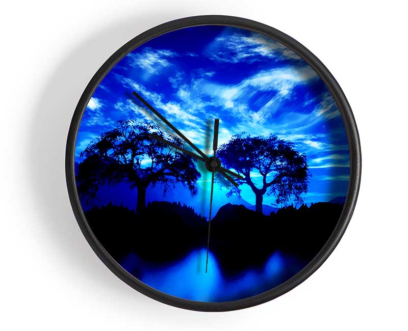 Blue Twin Island Moon Clock - Wallart-Direct UK