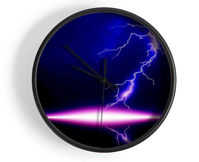 Blue Lightning Storm Pink Awakening Clock - Wallart-Direct UK