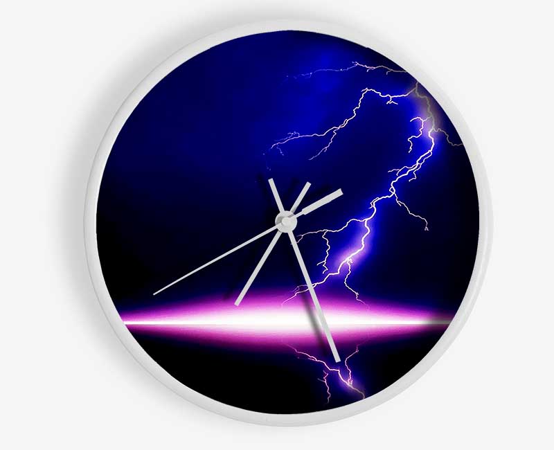 Blue Lightning Storm Pink Awakening Clock - Wallart-Direct UK