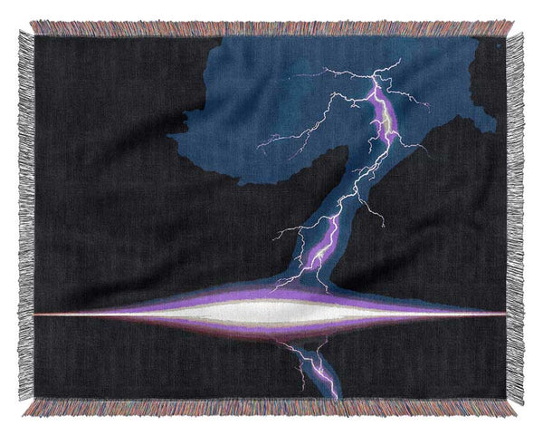 Blue Lightning Storm Pink Awakening Woven Blanket