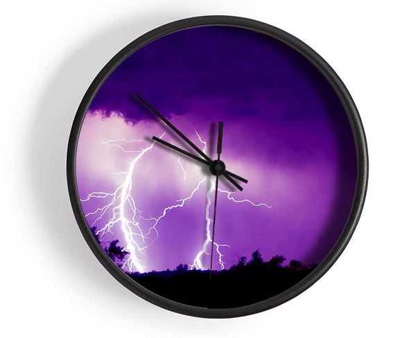 Purple Lightning Hill Tops Clock - Wallart-Direct UK