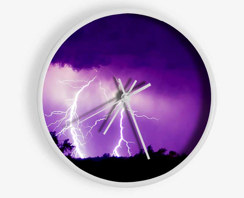 Purple Lightning Hill Tops Clock - Wallart-Direct UK