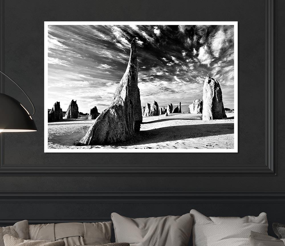 Desert Architecture Skies B N W Print Poster Wall Art