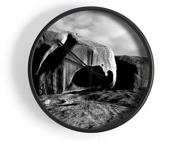 Boulders On Top Of The World B n W Clock - Wallart-Direct UK