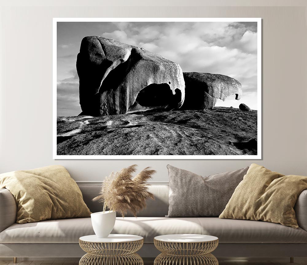 Boulders On Top Of The World B N W Print Poster Wall Art