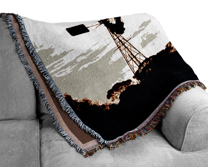 Windmills Sepia Woven Blanket