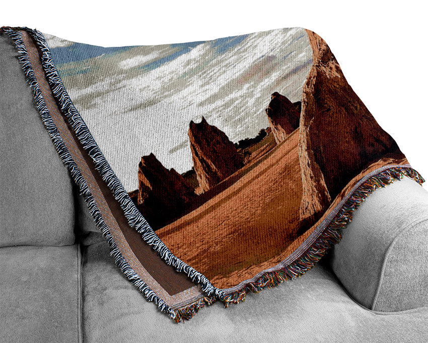 Desert Architecture Skies Woven Blanket