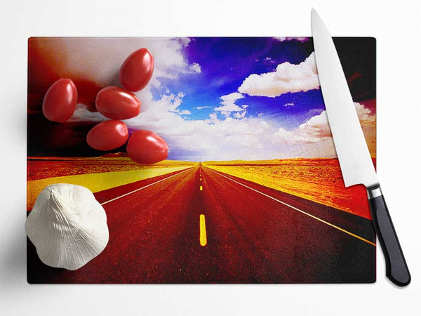 The Red Road To Nowhere Glass Chopping Board