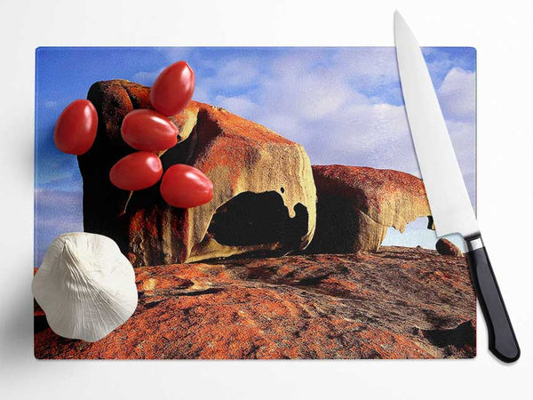 Boulders On Top Of The World Glass Chopping Board