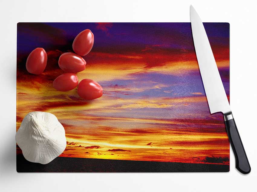 Red Sky At Night Shepherds Delight Glass Chopping Board