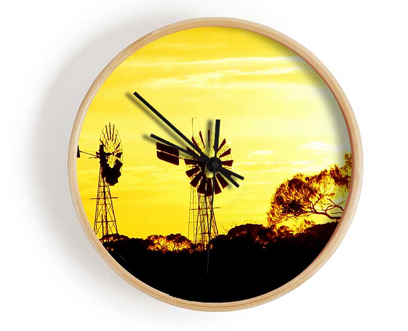 Windmills In Sunlight Clock - Wallart-Direct UK