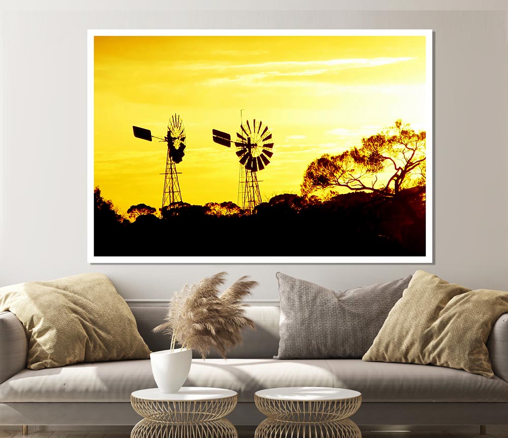 Windmills In Sunlight Print Poster Wall Art