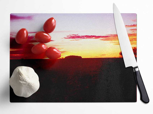 Ayres Rock At Dusk Glass Chopping Board