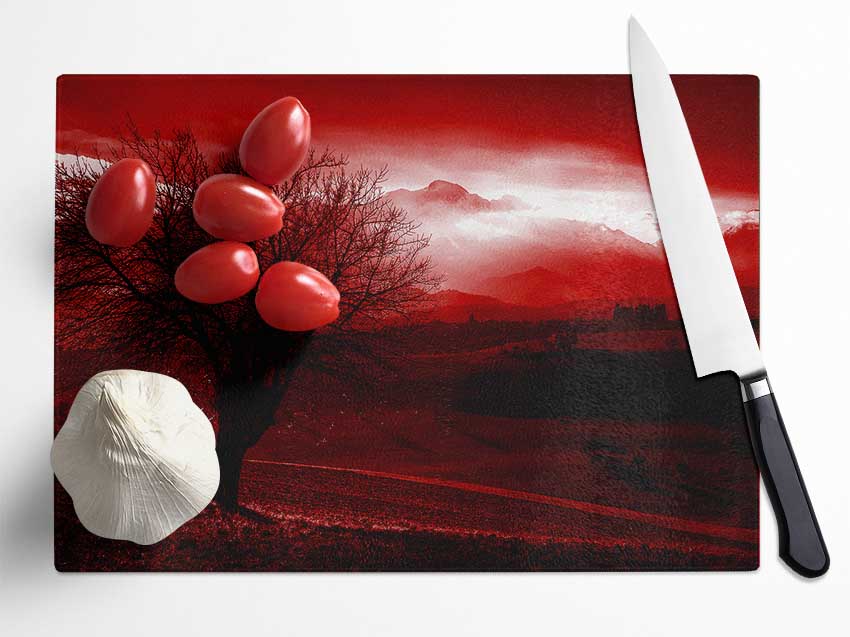 Yorkshire Dales Red Glass Chopping Board