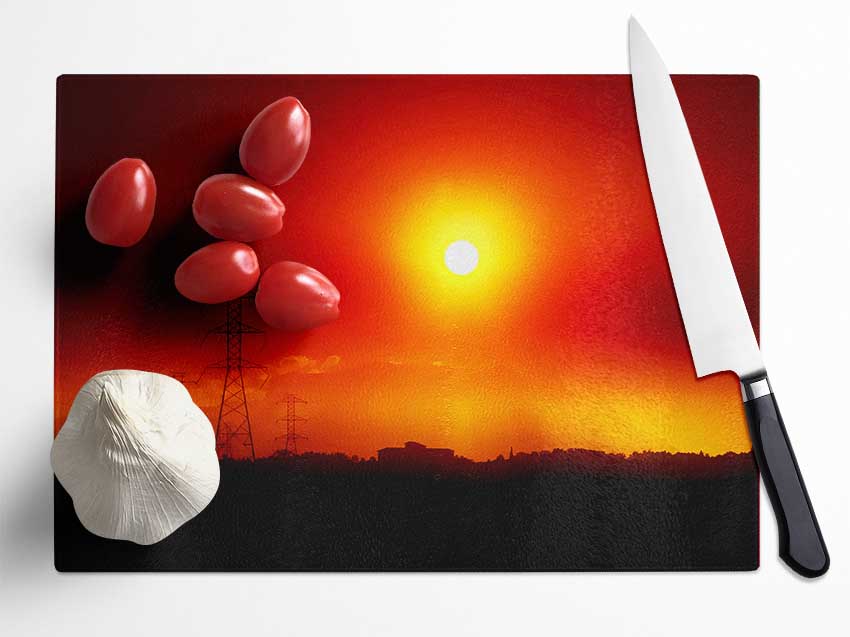 Mist Of The Red Sun Glass Chopping Board