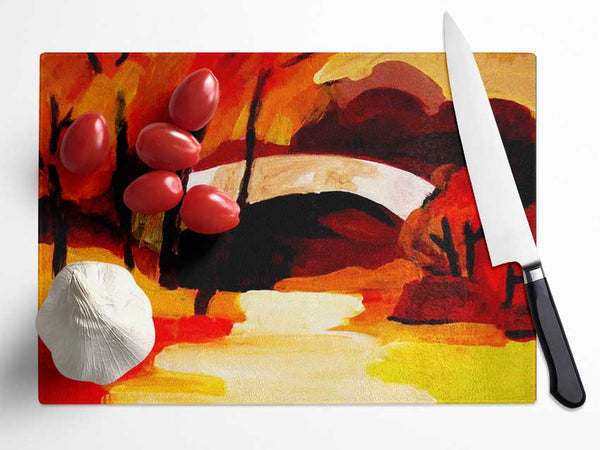 Autumn Bridge Glass Chopping Board