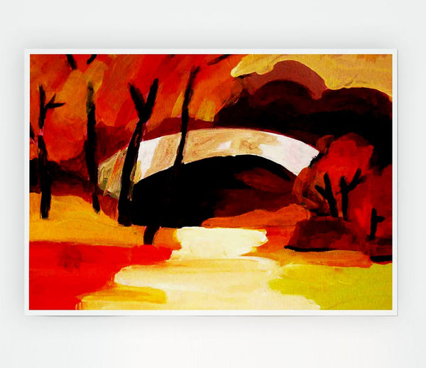 Autumn Bridge Print Poster Wall Art