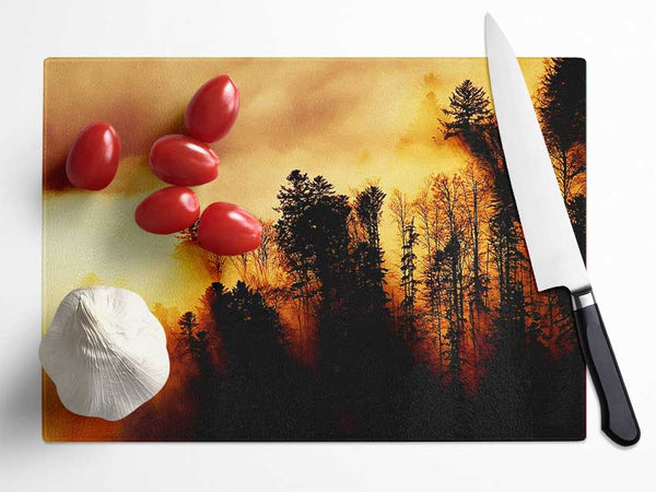 Heavens Golden Clouds Glass Chopping Board