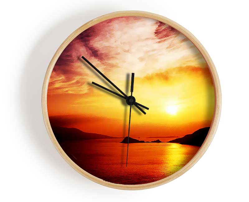 Blazing Sun Cloud Ocean Clock - Wallart-Direct UK