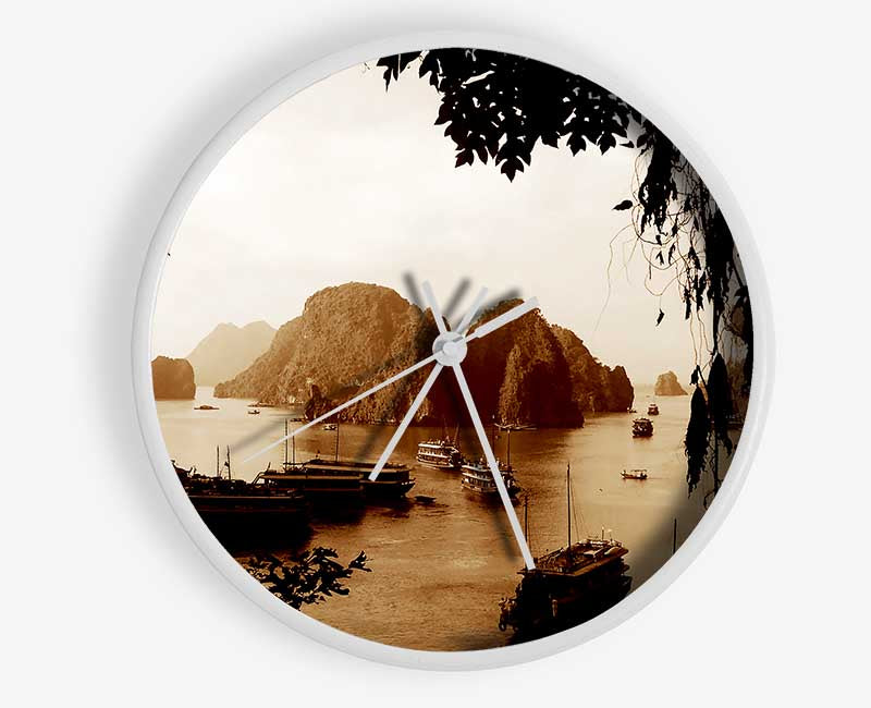 Paradise Beyond Sepia Clock - Wallart-Direct UK