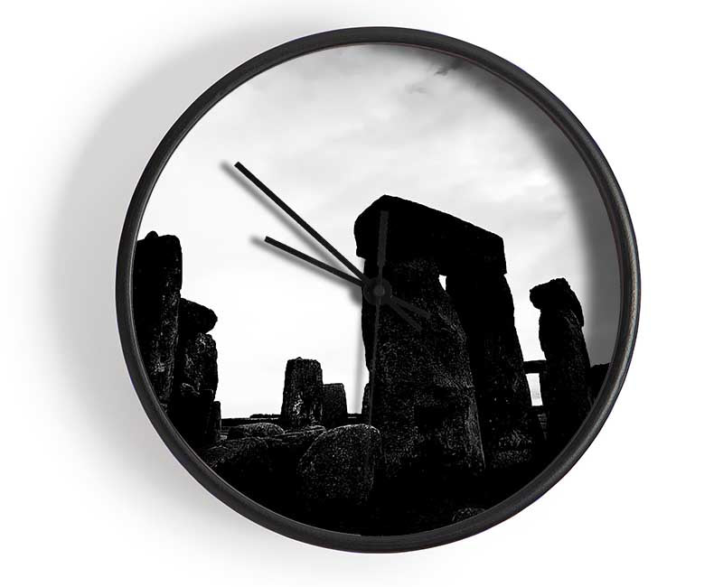 Stonehenge B n W Clock - Wallart-Direct UK