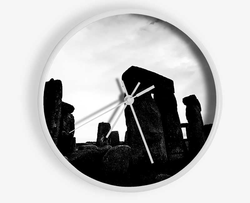 Stonehenge B n W Clock - Wallart-Direct UK