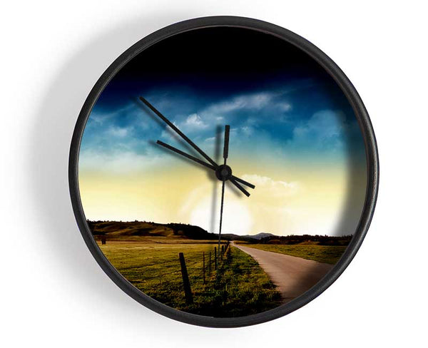 Stunning Country Road Skies Clock - Wallart-Direct UK