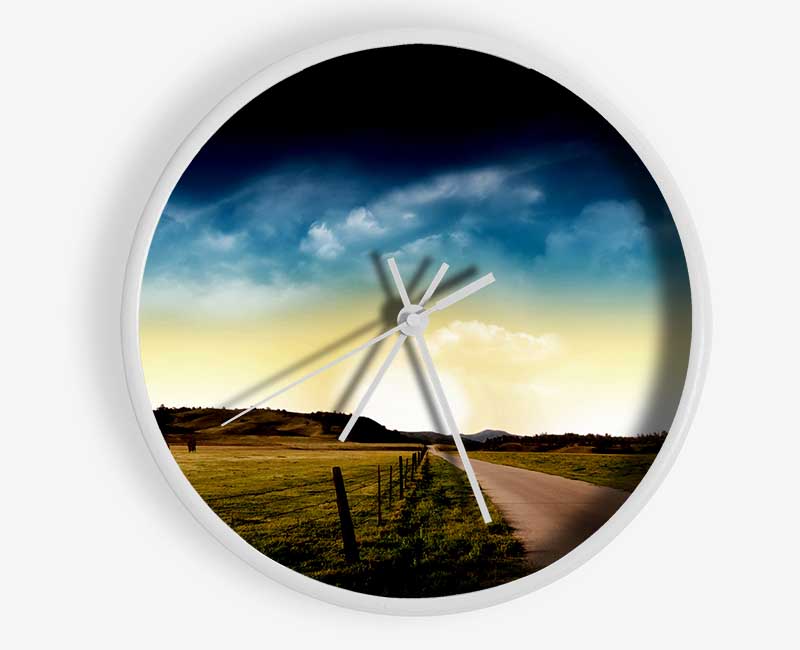 Stunning Country Road Skies Clock - Wallart-Direct UK