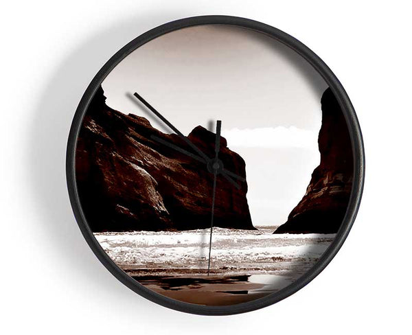 The Doorway To The Ocean Brown Clock - Wallart-Direct UK